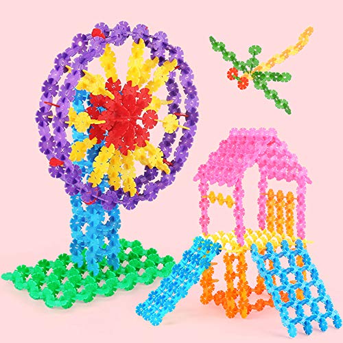 Creative Kids Brain Snow Flakes Building Blocks -400 Piece Interlocking Plastic Disc Set Snowflake for Safe, Fun, Creative Building Educational STEM Construction Toy Gift for Boys & Girls - Non Toxic - Thumbnail 5