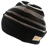 Urban Pipeline Beanie Reversible Knit Winter Hat Solid Striped Black Black-gray
