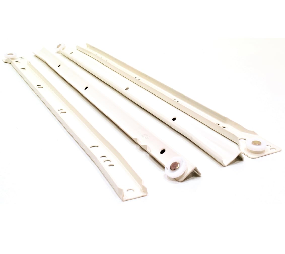 400mm Bottom Fix Steel Drawer Runners (3 Pairs) - White Drawer Slides with Smooth Nylon Roller Mechanism - Quiet Glide Cabinet Runners for Kitchen, Bedroom & Office Furniture