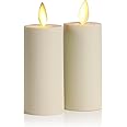 Luminara Realistic Artificial Moving Flame Votive Candle - Set of 2 - Moving Flame LED Battery Operated Lights for Christmas, Halloween - Remote Ready - Remote Sold Separately - Ivory - 1.5" x 4"
