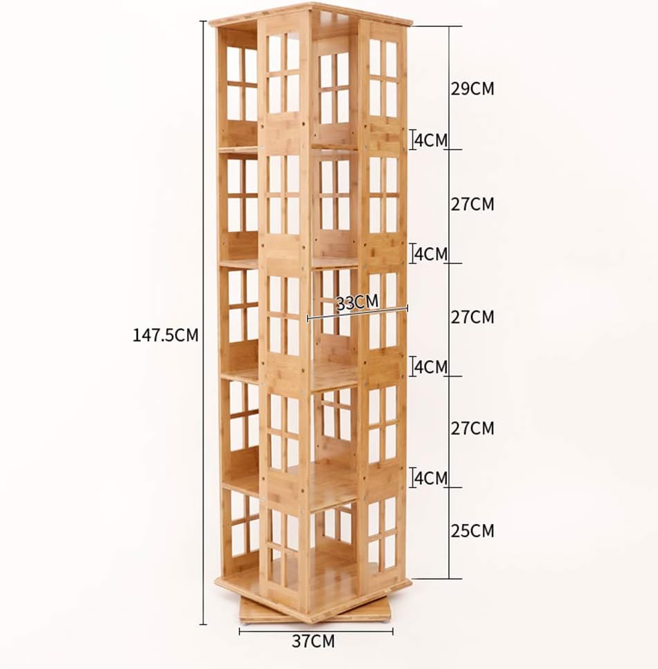 FEI Shelving Natural Bamboo Bookshelf Revolving Bookcase, Natural