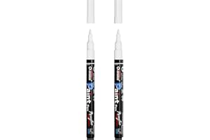 Overseas White Acrylic Paint Pens 2 Pack, 0.7mm Extra Fine Tip Permanent Markers, Water-Based, Waterproof, Non Toxic Paint Ma