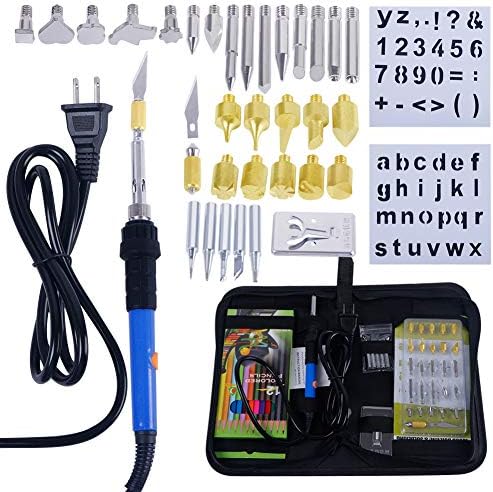 Pyrography Pen Wood Burning Kit Soldering Iron Electric 60W for Adults,50pcs Temperature Adjustable with Woodburning Tips Tool/Embossing/Carving/Soldering Tips,Professional Creative Woodburner Set