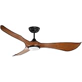 Maxim Lighting 88755WTBKWN Keanu - Outdoor Ceiling Fan with Light Kit-14 Inch Tall and 56 Inch Wide, Finish Color: Black/Waln