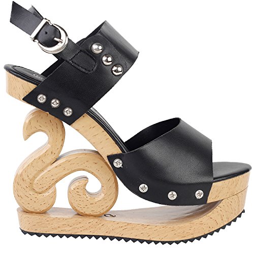 SHOW-STORY-Sexy-Slingback-Stud-Wooden-Look-Wedges-Platform-Clogs-SandalsLF30831