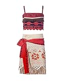 ReliBeauty Girls Princess Moana Adventure Outfits Costume Dress up, Red, 2T-3T