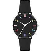 Bisley 38mm Watch for Women Metal Watch Case (Ceramic Oil Finish) Silicone Strap 3 ATM Easy Reader Wrist Watch for Ladies