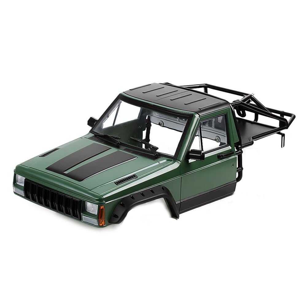 Photo 1 of 1/10 RC Hard Shell Cab & Back-Half Cage Body Shell Kit for 1/10 RC Crawler TRX4 SCX10 90046 AT4 GEN 8 Scout II,313mm Wheelbase Cherokee Upgrade and Modify (Army Green)