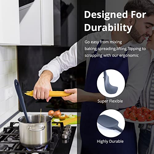 J & M Silicone Spatulas Nonstick Cookware,4 Pack No BPA Safe Spatula Set,Heat Resistant Up 230℃ Kitchen Pancake, Eggs,Fish,Omelet Utensils Set,Multifunctional Spatula Shovel Scraper, Black (M-02)