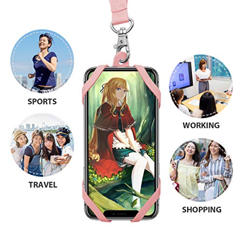 Cell Smartphone Phone Lanyard Strap, Universal Case Cover Holder Lanyard Necklace Wrist Strap With ID Card Slot For iPhone X 8 7 6S 6 Plus Galaxy S7 S6(Veiled Rose) - Thumbnail 7