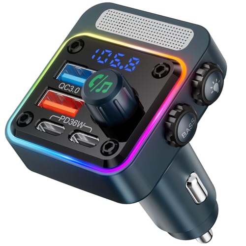Nulaxy 54W Bluetooth 5.3 FM Transmitter Car Charger