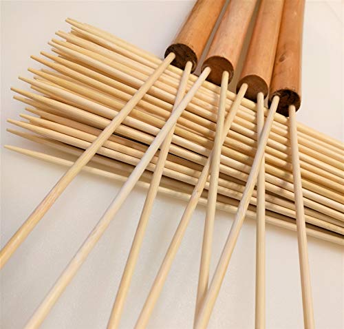 Rugged Wood Hot Dog Sticks – 104 pc Roasting Set, Safe Heavy Duty Marshmallow S’Mores and Kebab Fork 34″ – Best for Campfires