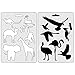 COCODE Set of 12 Animal Stencils with 12 Colored Fineliner Pens, Plastic Drawing Painting Templates with Sea Animals, Wild Animals Over 80 Different Animal Patterns for Card DIY Crafts Projects