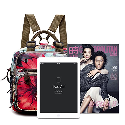 Womens Fashion Crossbody Shoulder Bag Flower Printing Purse Handbags Multi Purpose Shoulder Backpack - Thumbnail 2
