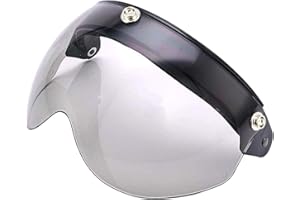 CHERN YUEH Pilot Style Flip Up Down Shield Visor Lens for 3-Snap Motorcycle Open Face Helmets (Light Smoke)