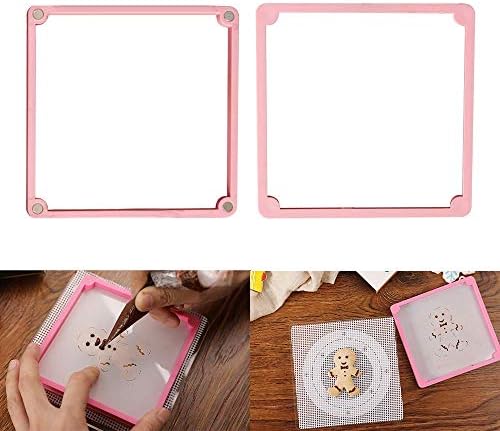 Sunsor Cookie Decorating Stencil Frame Magnetic Stencil Genie Frame Cake Stencil Molds Fixing Frame Biscuit Cookies Candy Decor Baking Tool