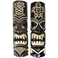 WorldBazzar 20" Set of 2 Handmade Tiki MASK Hawaiian Polynesian Wall Art Tribal BAR Tropical
