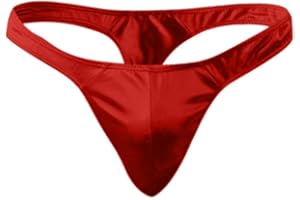Mens Thong Underwear with Pouch for Balls Satin Classic Bulge Enhancer Jock Strap Thongs and G-Strings for Men Sexy