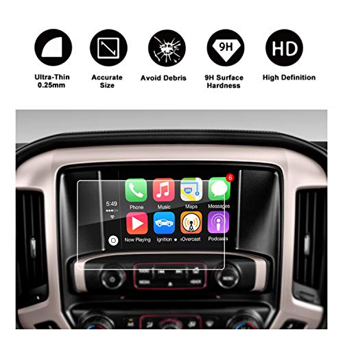 RUIYA 2015 2016 2017 2018 2019 GMC Sierra 1500/2500HD 3500HD INTELLILINK 8-Inch Car Navigation,GMC Infotaintment System HD Clear TEMPERED GLASS Screen Protective Film (8-Inch)