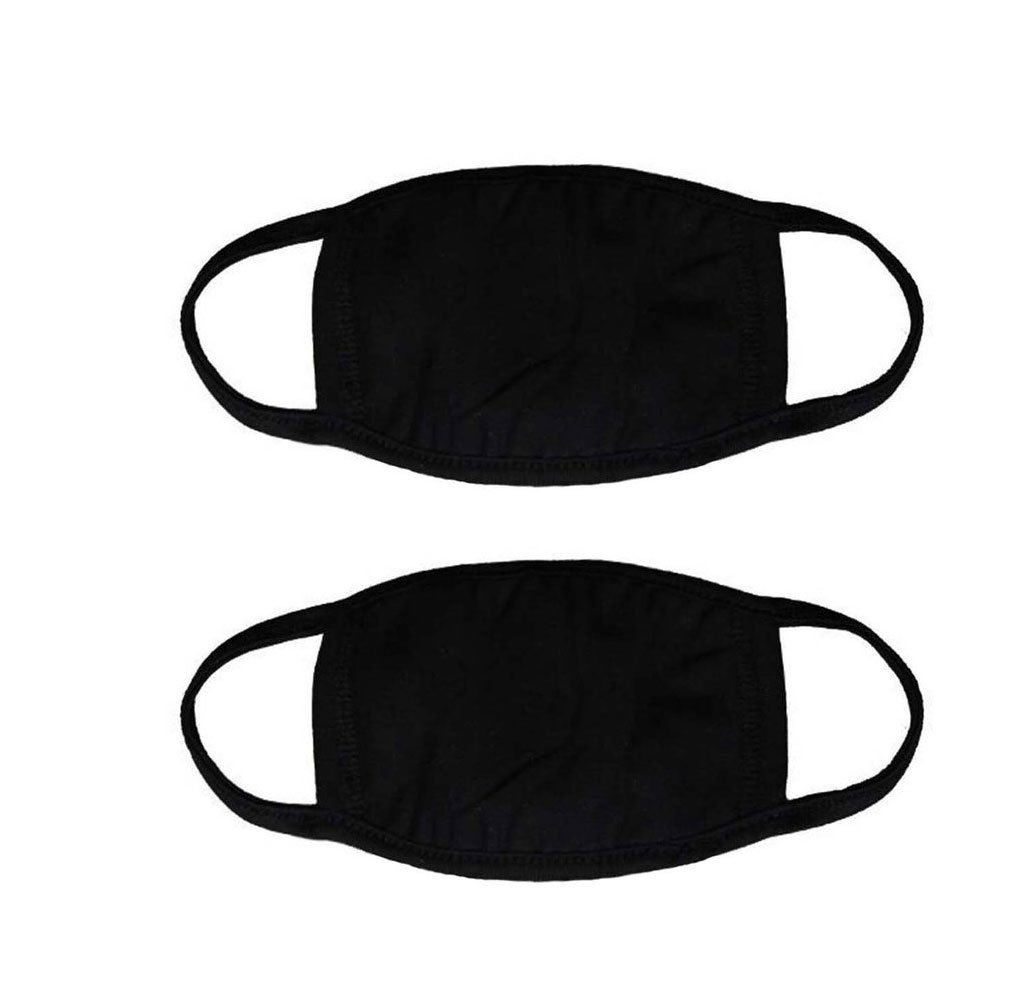 2 Pcs Unisex Adult Cotton Blend Ear Loop Face Mouth Mask Anti Dust Warm Ski Cycling Safety K-pop Fashion Mask Various Use (Black)