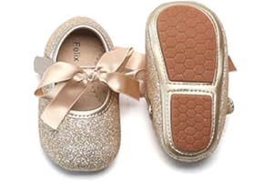 Felix & Flora Baby Infant Girls Soft Sole Floral Princess Mary Jane Shoes Prewalker Wedding Dress Shoes