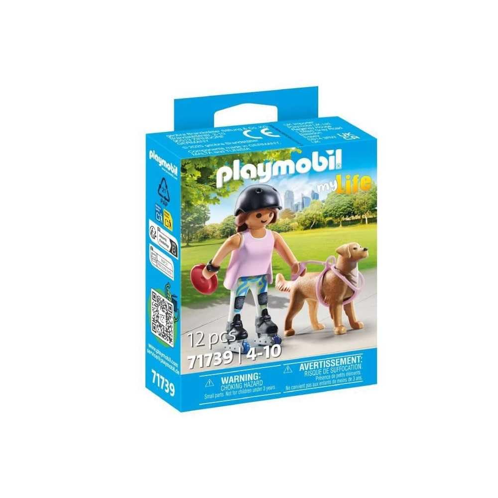 Playmobil 71739 Girl on Roller Skates with Retriever – Active Figure & Dog Companion for Imaginative Play
