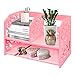 DL furniture - 3 Compartment Wood Plastic Composite Desk Organizer, Perfect for Book Shelf, Make Up Organizer, Cookie Rack | Pink