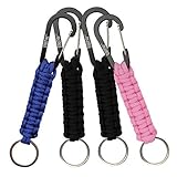 EOTW Paracord Keychain with Carabiner Military Braided Lanyard Utility Survival Lanyard King Ring Hook for Keys Knife Flashlight for Outdoor Camping Hiking Backpack 4Pack