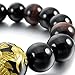 INBLUE Men,Women's 12mm Energy Bracelet Link Wrist Energy Stone Black Gold Tone Dragon Buddha Mala Bead