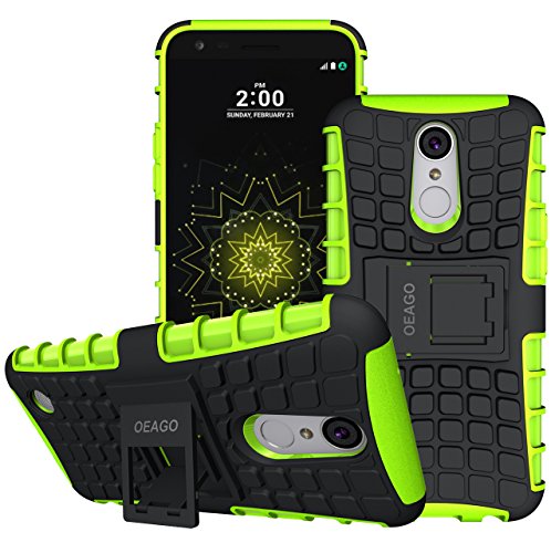 LG K20 Plus Case, LG K20 V Case, LG Harmony Case, LG Grace LTE Case, OEAGO [Shockproof] Tough Rugged Dual Layer Protective Case with Kickstand for LG K20 Plus / K20 V / Grace LTE / Harmony - Green