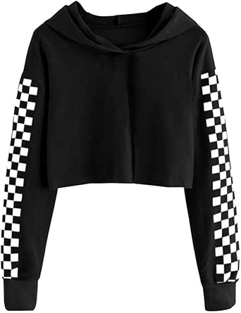 Amazon.com: Imily Bela Kids Crop Tops Girls Hoodies Cute Plaid Long Sleeve Fashion Sweatshirts 