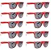 SCLM Wayfarer 80's Style Sunglasses 10 Bulk Pack Lot Neon Color Party Glasses (Red 10 Pack)