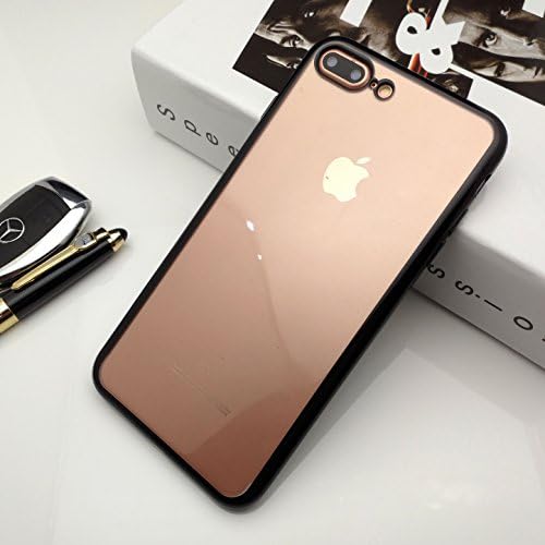 iPhone 7 Case, Flexible Transparent TPU with Colored Rim, Shockproof Thin Protector Smartphone Cover (Black)
