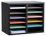 AdirOffice Wood Adjustable Literature Organizer (12 Compartment, Black)