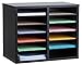 AdirOffice Wood Adjustable Literature Organizer (12 Compartment, Black)