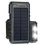 Solar Charger, BESWILL Solar Power Bank 13500mAh Portable Phone Charger Dual USB Port Solar Battery Charger External Battery Pack with 2 LED Flashlights for Cell phone Emergency Camping