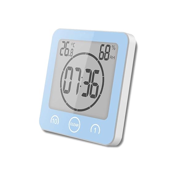 ALEENFOON Digital Bathroom Clock Suction Cup Waterproof Wall Large