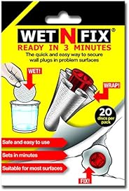 WETNFIX (20 Discs) - Fixing Wall Anchors Fast! Ideal for Loose Wall fixtures Such as Curtain Rails, Toilet rol