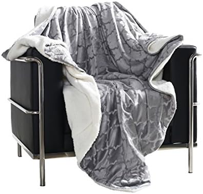 Cozy Throw Blanket Reversible Lightweight Thickening Blankie Fuzzy Soft and Warm Sofa/Bed by JEYMAY 60" x 80" Silver Checker