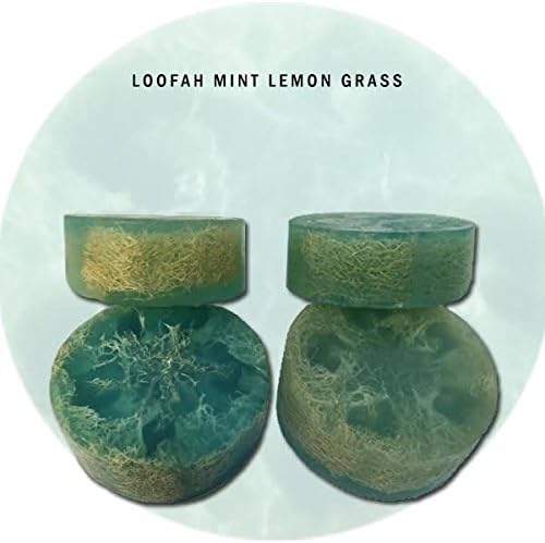Lauren Marier Natural Organic Loofah Mint Lemongrass Exfoliating and Relaxing Bar Soap Face and Body, Moisturizing, Anti Aging, For Acne, Dry Skin
