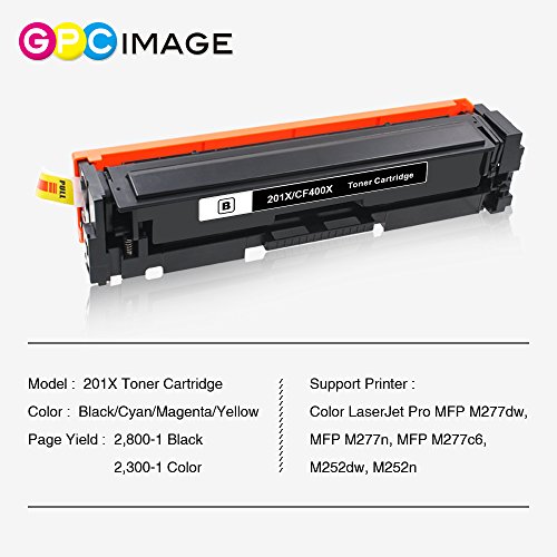 GPC Image 4PK New 201A Compatible Toner Cartridge Replacement for HP 201A CF400A HP 201X CF400X CF401A CF402A for HP Color LaserJet Pro M252DW M252N Pro MFP M277DW M277C6 M277 M252 Toner Ink Printer