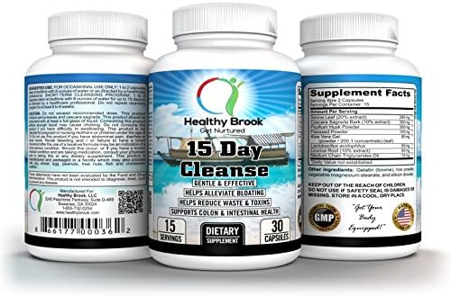 15 Day Cleanse 30 Capsules 15 Day Colon Cleanse and Detox for Weight Loss Supplement Herbs and Probiotics for Digestive Cleansing Support, Flushes Out Toxins, Relieves Bloating and Constipation