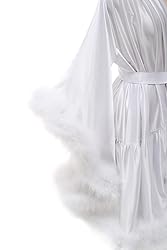Yexinbridal Tulle Feather Fur Bridal Sheer Robe