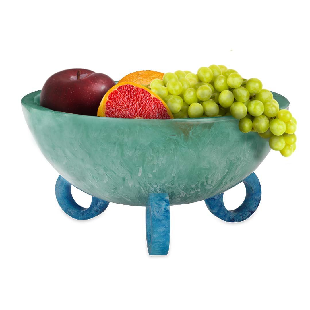 Photo 1 of Folkulture Fruit Bowl for Kitchen Counter, 9" Resin Decorative Bowl, Centerpiece Table Decorations, Fruit Basket for Coffee Table Décor, Kitchen Counter Décor, Pedestal Bowl