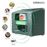 Anmago Animal Repellent Ultrasonic, Outdoor Electronic Pest Animal Control, with Motion Sensor For Repelling Raccoon Dogs Cats Chipmunk Squirrels Deer Rabbits Birds, Nontoxic, EcoFriendly, UPGRADED ()