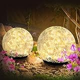 Solar Lights Outdoor, 2 Pack 40 LED Cracked Glass