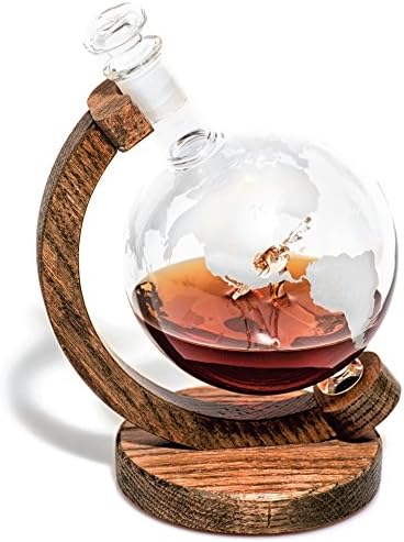 Globe Bourbon Decanter - Airplane Pilot Gifts for Men & Women Who Love Whiskey, Wine, & Liquor Decanter -1000ml- Aviation Gifts for a Pilot (C130) Air Force Gifts & Veteran Gift, Airplane Decor