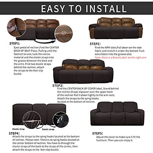 EasyGoing PU Leather Recliner Sofa Slipcovers, Waterproof Stretch Sofa