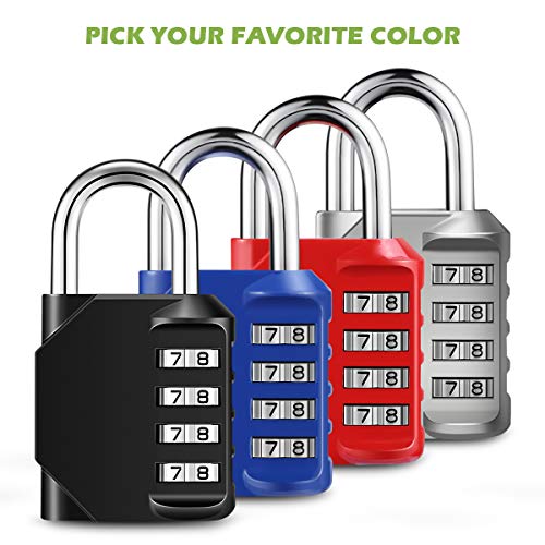 KeeKit Combination Lock, 4 Digit Combination Padlock, Waterproof Gate Lock, Resettable Combo Lock for Locker, Gym, Cases, Toolbox, School, 2 Pack - Silver & Black - Thumbnail 2