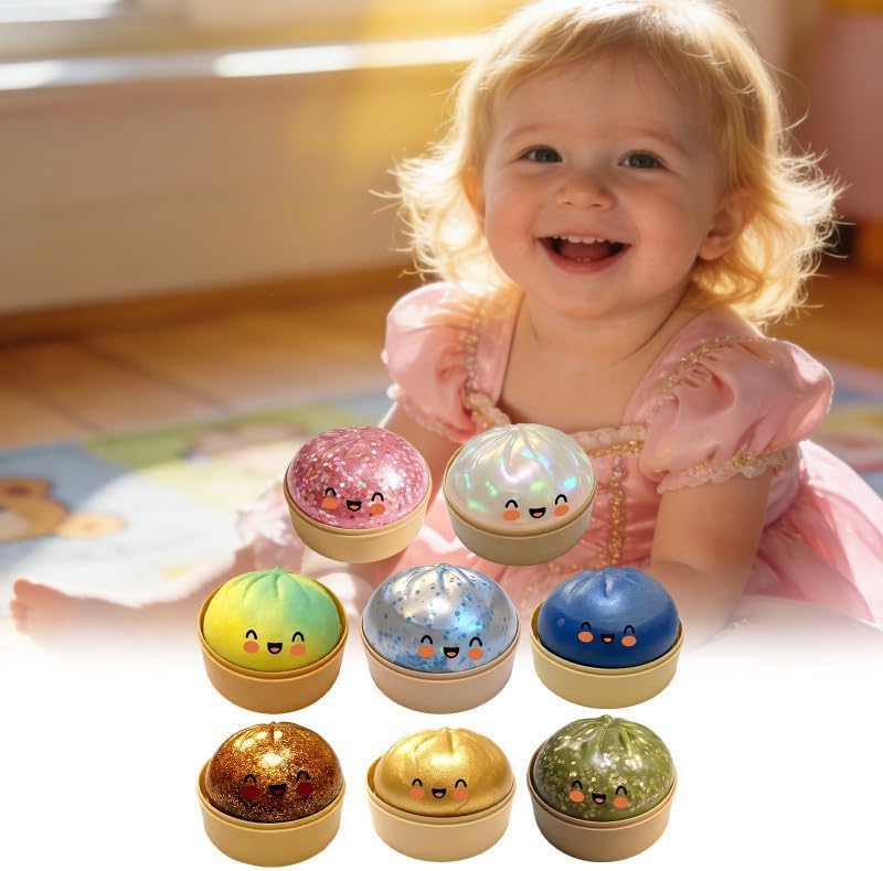 Last Page® Glitter Dumpling, Glitter Dumpling Squishy Box，Soft Squeeze Bao Bun Toy
